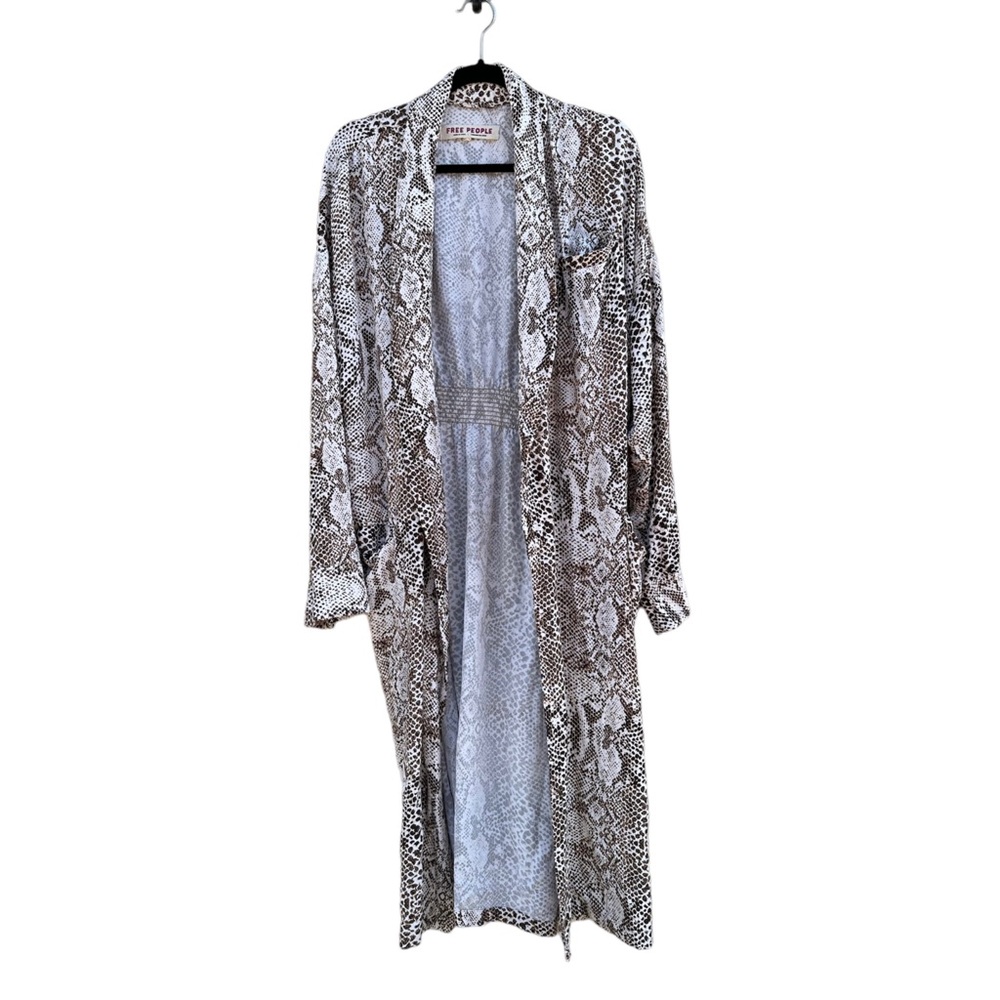 Free People Wild Nights Snake Print Pattern Long Duster Cardigan Medium
